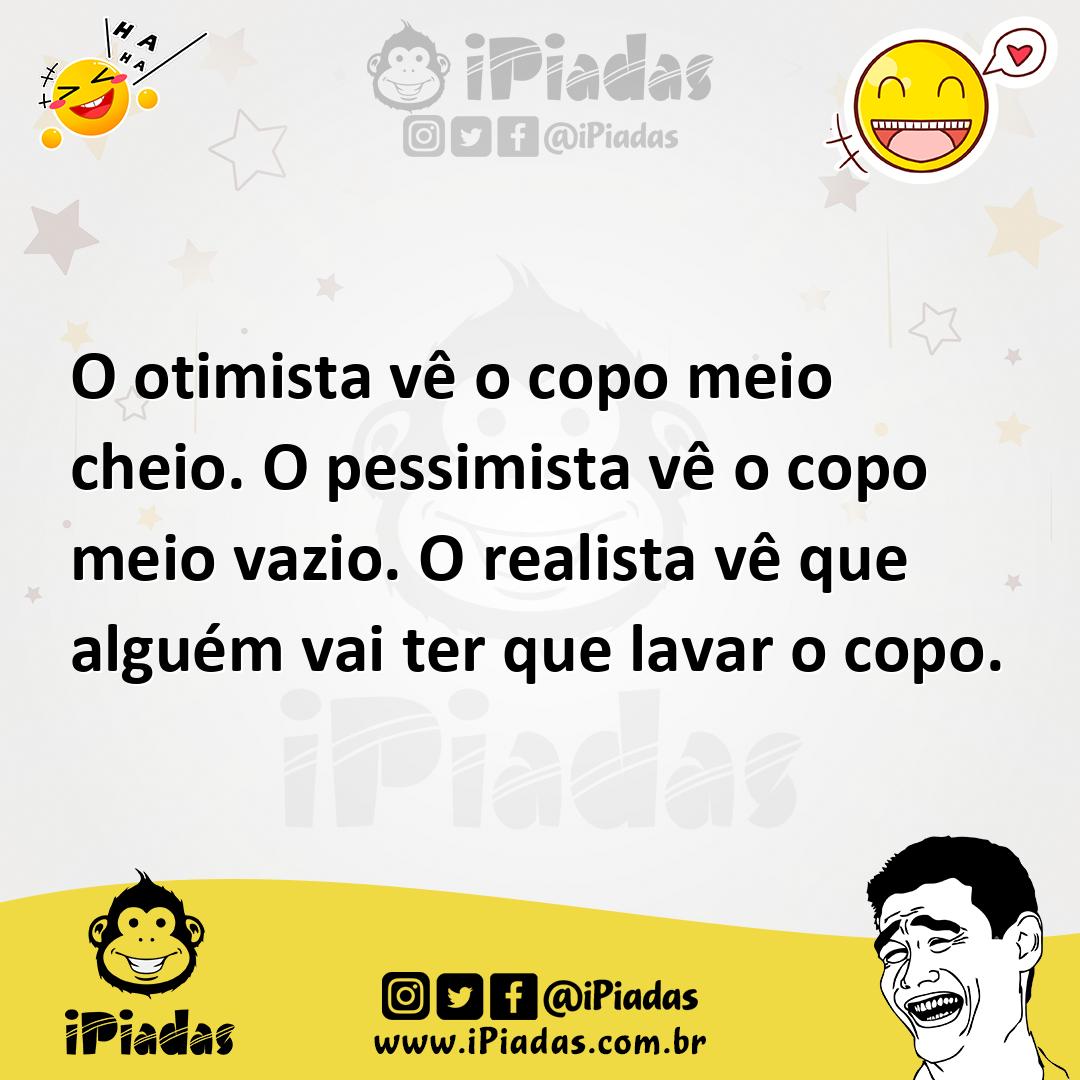 Ilustração de O otimista vê o copo meio cheio. O pessimista vê o copo meio vazio. O... no iPiadas