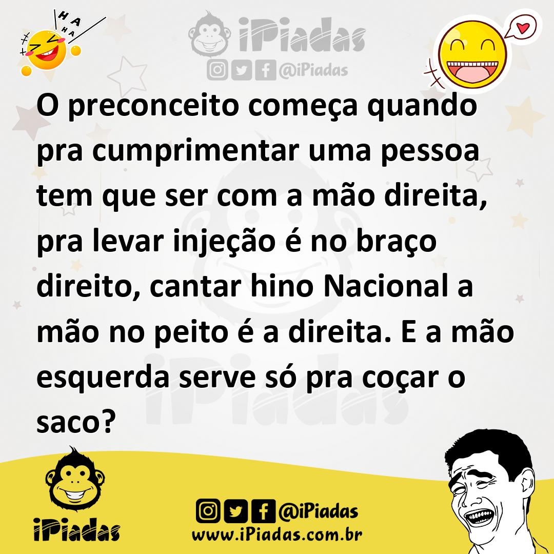 Ilustração de O preconceito começa quando pra cumprimentar uma pessoa tem que ser co... no iPiadas