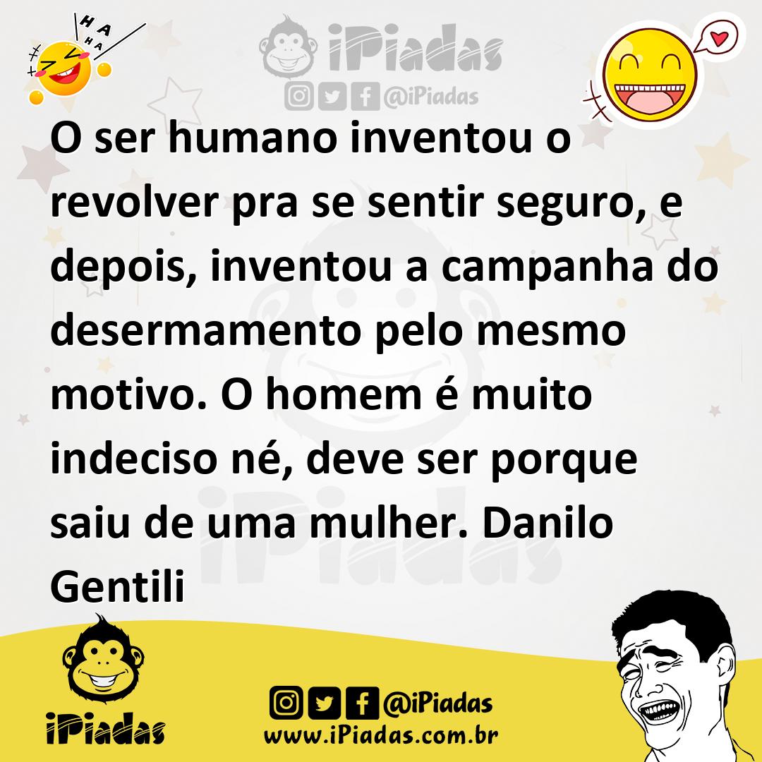 Ilustração de O ser humano inventou o revolver pra se sentir seguro, e depois, inven... no iPiadas