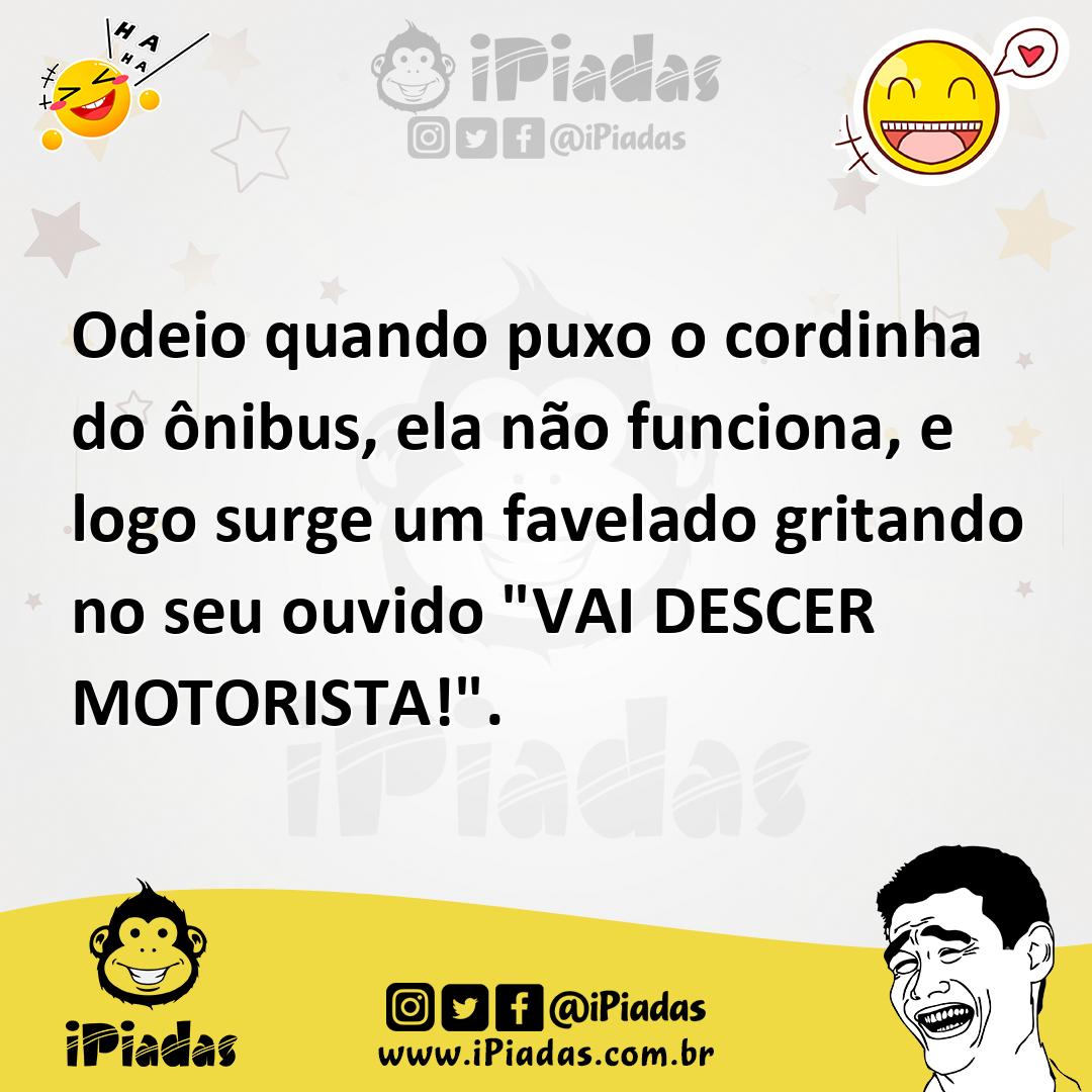 Ilustração de Odeio quando puxo o cordinha do ônibus, ela não funciona, e logo surge... no iPiadas