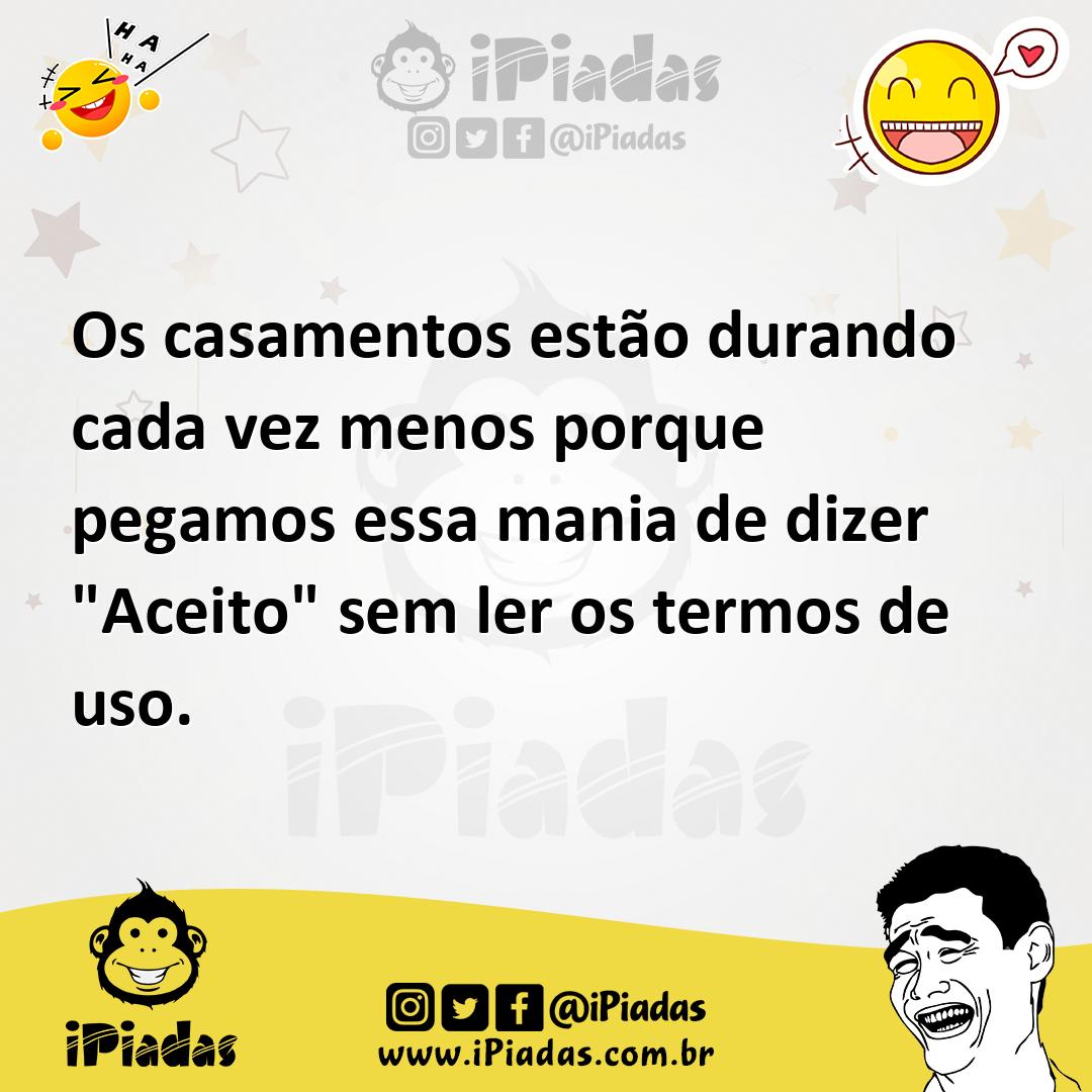 Ilustração de Os casamentos estão durando cada vez menos porque pegamos essa mania d... no iPiadas