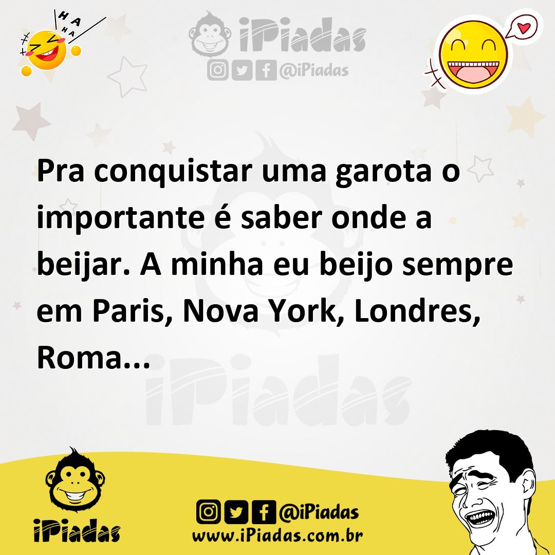 Ilustração de Pra conquistar uma garota o importante é saber onde a beijar. A minha... no iPiadas