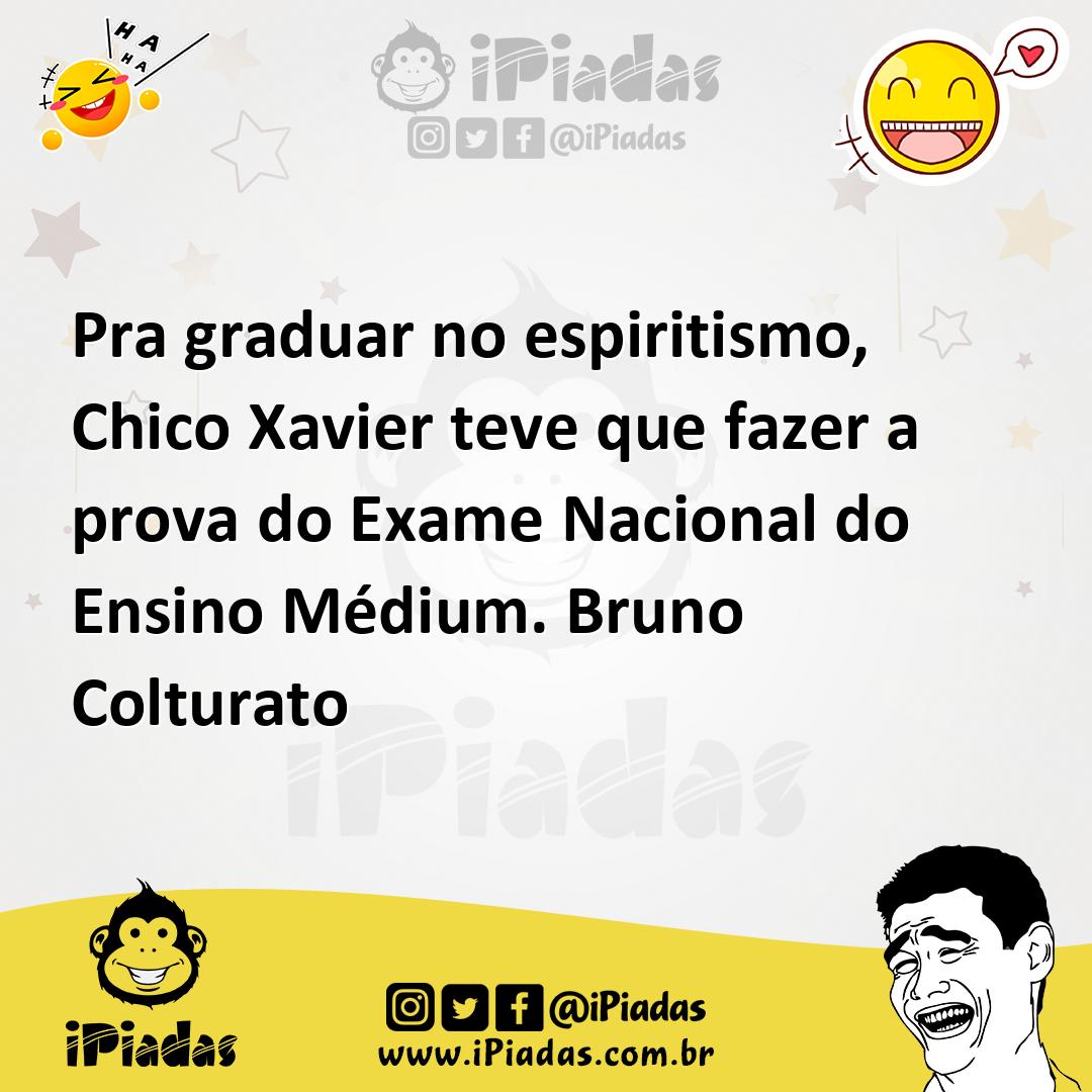 Ilustração de Pra graduar no espiritismo, Chico Xavier teve que fazer a prova do Exa... no iPiadas