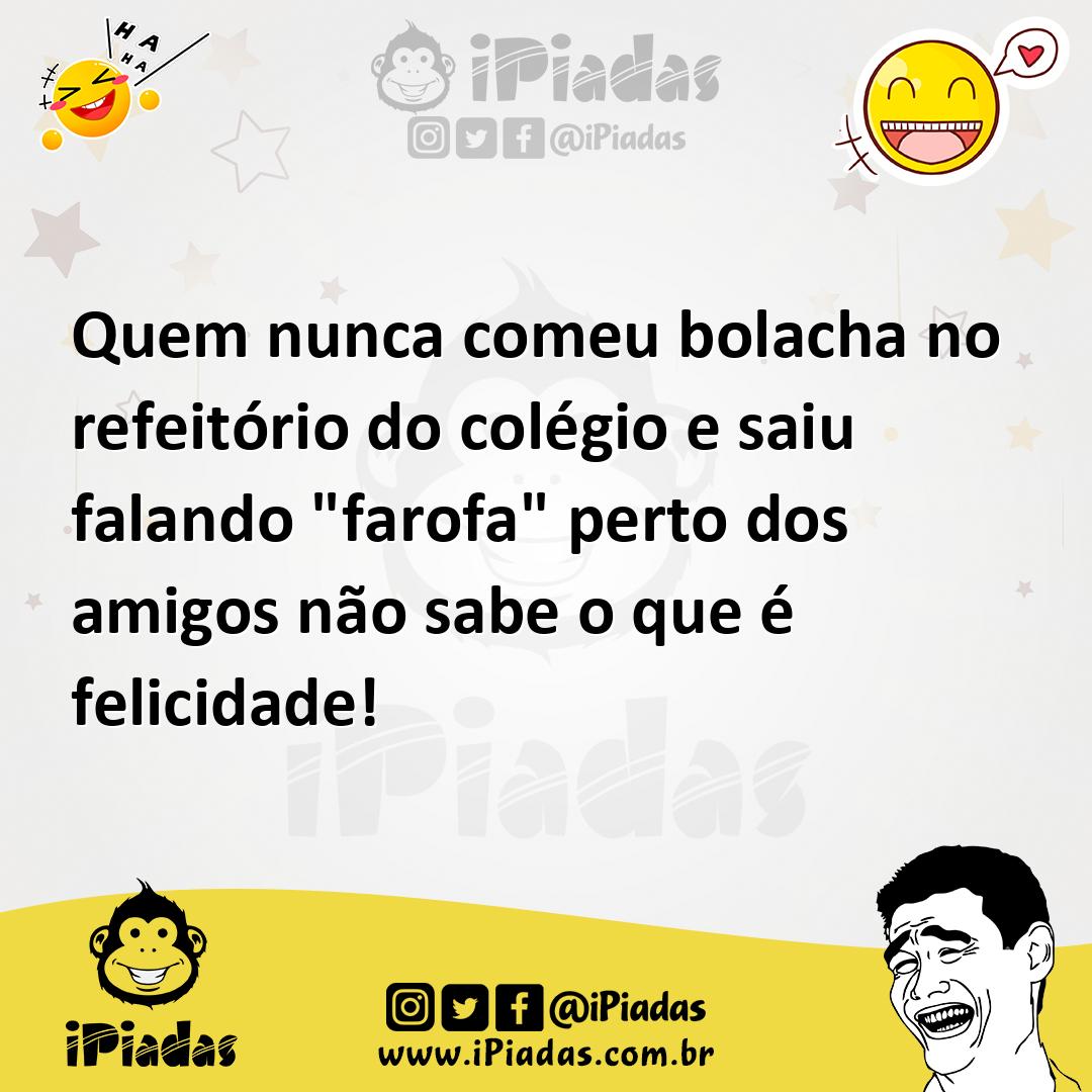 Ilustração de Quem nunca comeu bolacha no refeitório do colégio e saiu falando "faro... no iPiadas