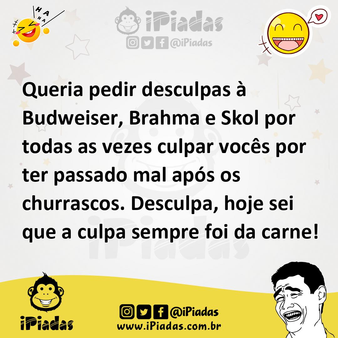 Ilustração de Queria pedir desculpas à Budweiser, Brahma e Skol por todas as vezes c... no iPiadas