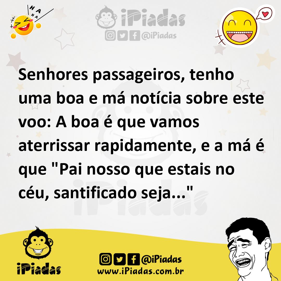 Ilustração de Senhores passageiros, tenho uma boa e má notícia sobre este voo: A boa... no iPiadas