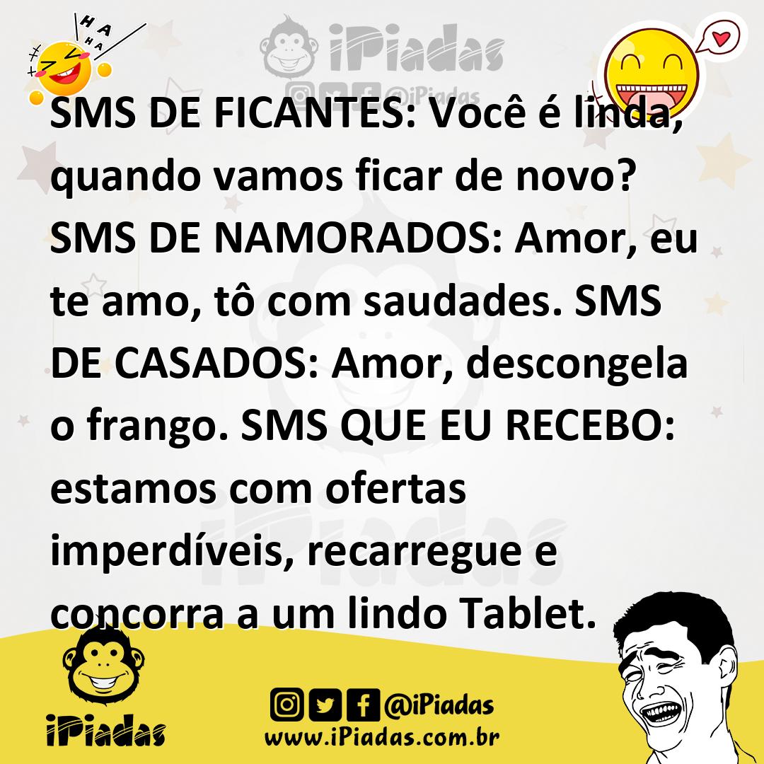 Ilustração de SMS DE FICANTES: Você é linda, quando vamos ficar de novo? SMS DE NAMO... no iPiadas