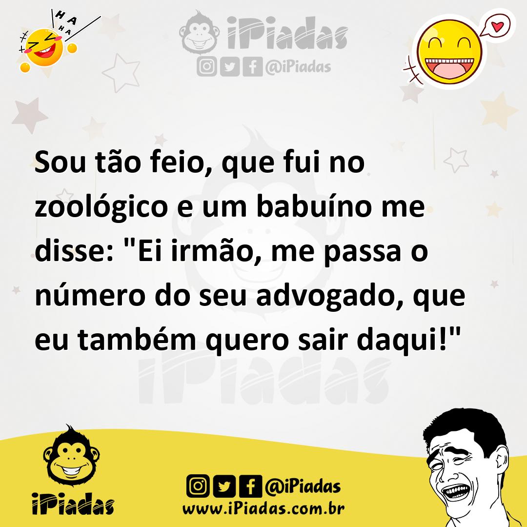 Ilustração de Sou tão feio, que fui no zoológico e um babuíno me disse: "Ei irmão, m... no iPiadas