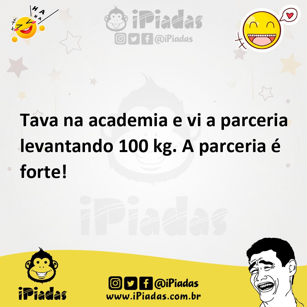 Ilustração de Tava na academia e vi a parceria levantando 100 kg. A parceria é forte... no iPiadas