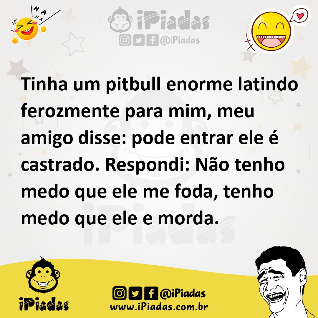 Ilustração de Tinha um pitbull enorme latindo ferozmente para mim, meu amigo disse:... no iPiadas
