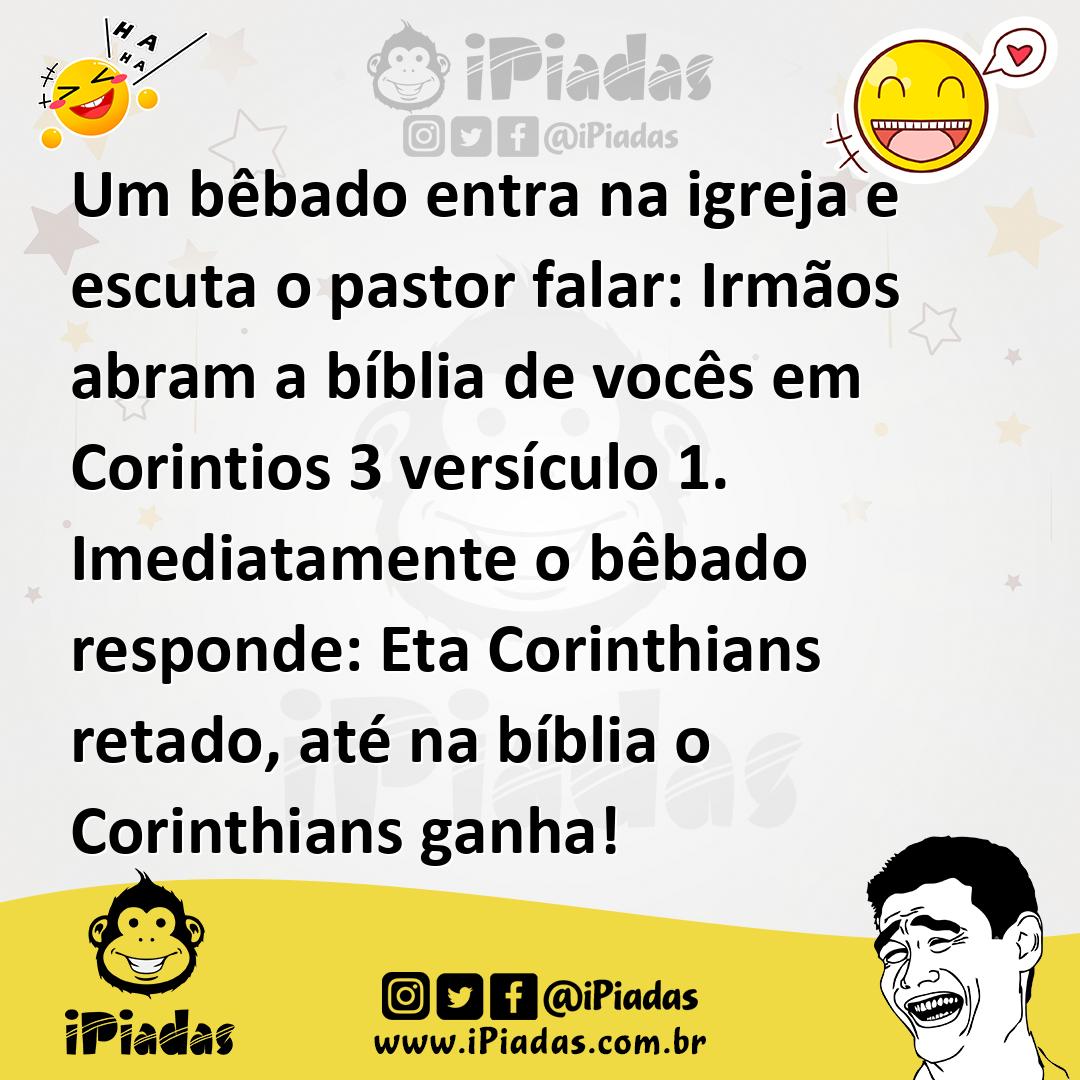 Ilustração de Um bêbado entra na igreja e escuta o pastor falar: Irmãos abram a bíbl... no iPiadas