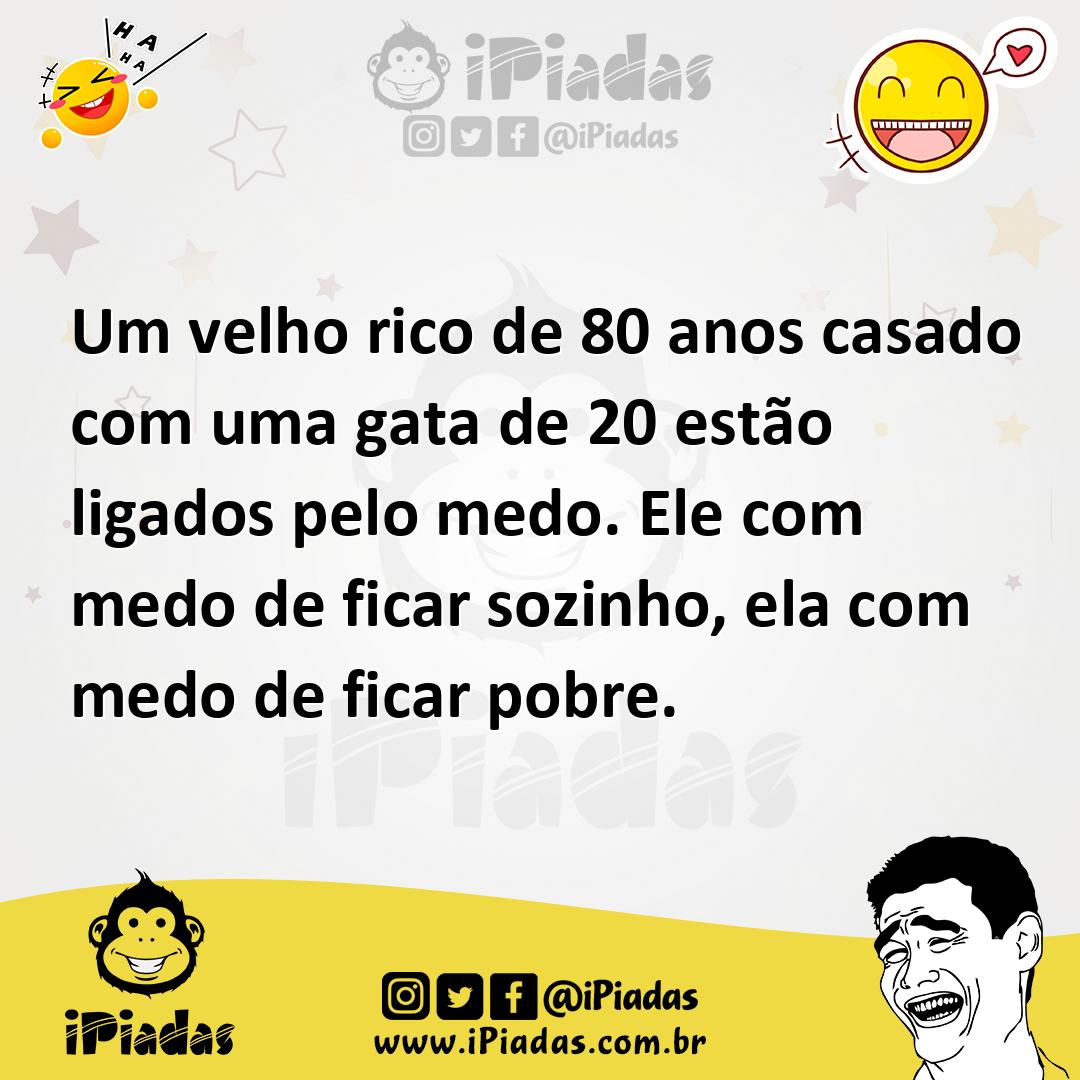 Ilustração de Um velho rico de 80 anos casado com uma gata de 20 estão ligados pelo... no iPiadas
