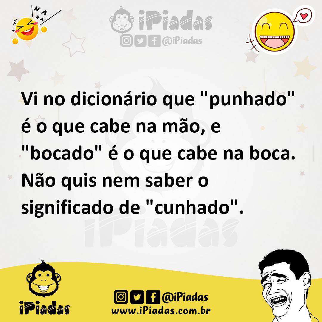 Ilustração de Vi no dicionário que "punhado" é o que cabe na mão, e "bocado" é o que... no iPiadas