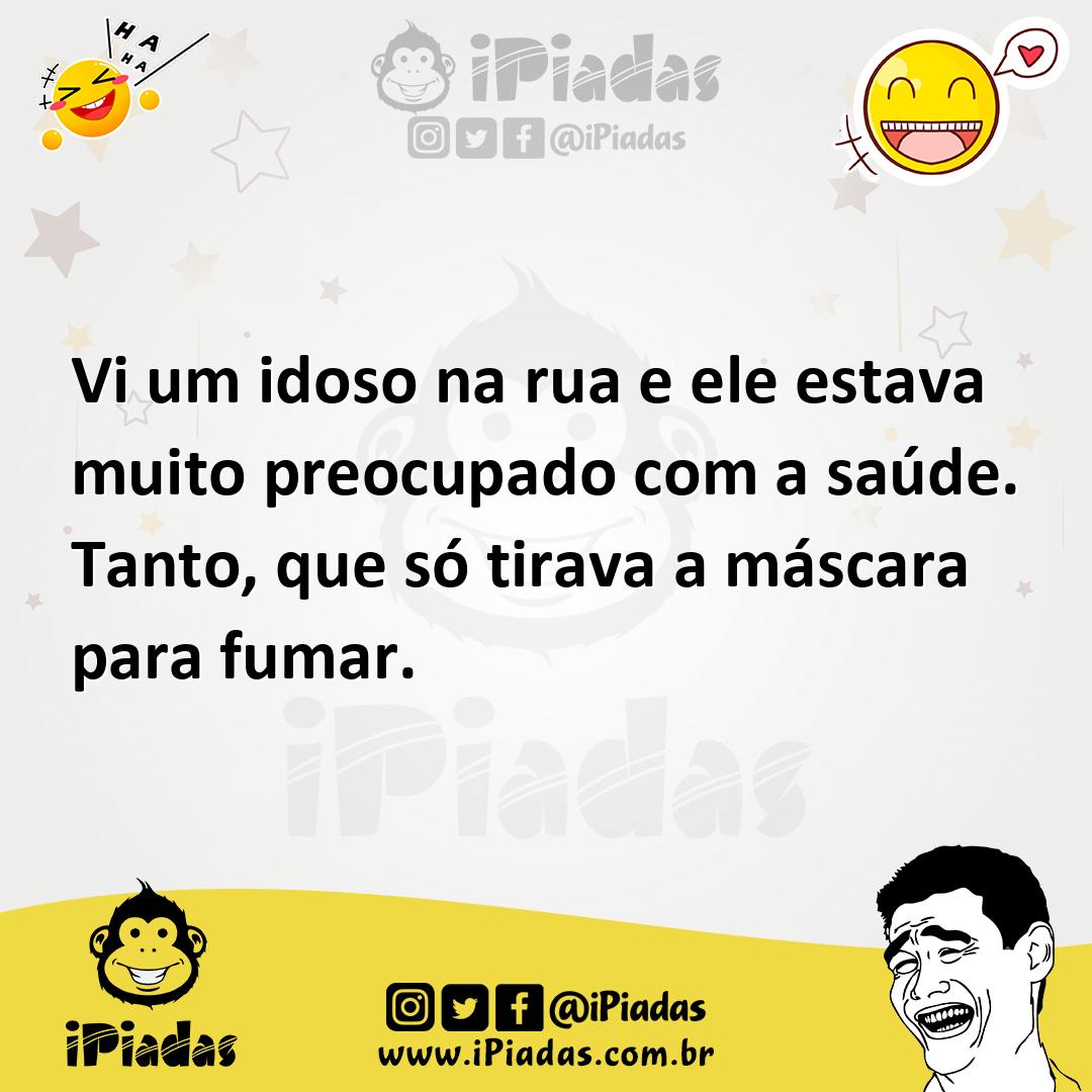 Ilustração de Vi um idoso na rua e ele estava muito preocupado com a saúde. Tanto, q... no iPiadas