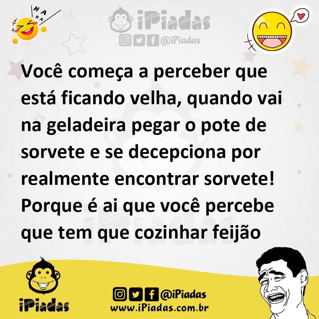 Ilustração de Você começa a perceber que está ficando velha, quando vai na geladeira... no iPiadas