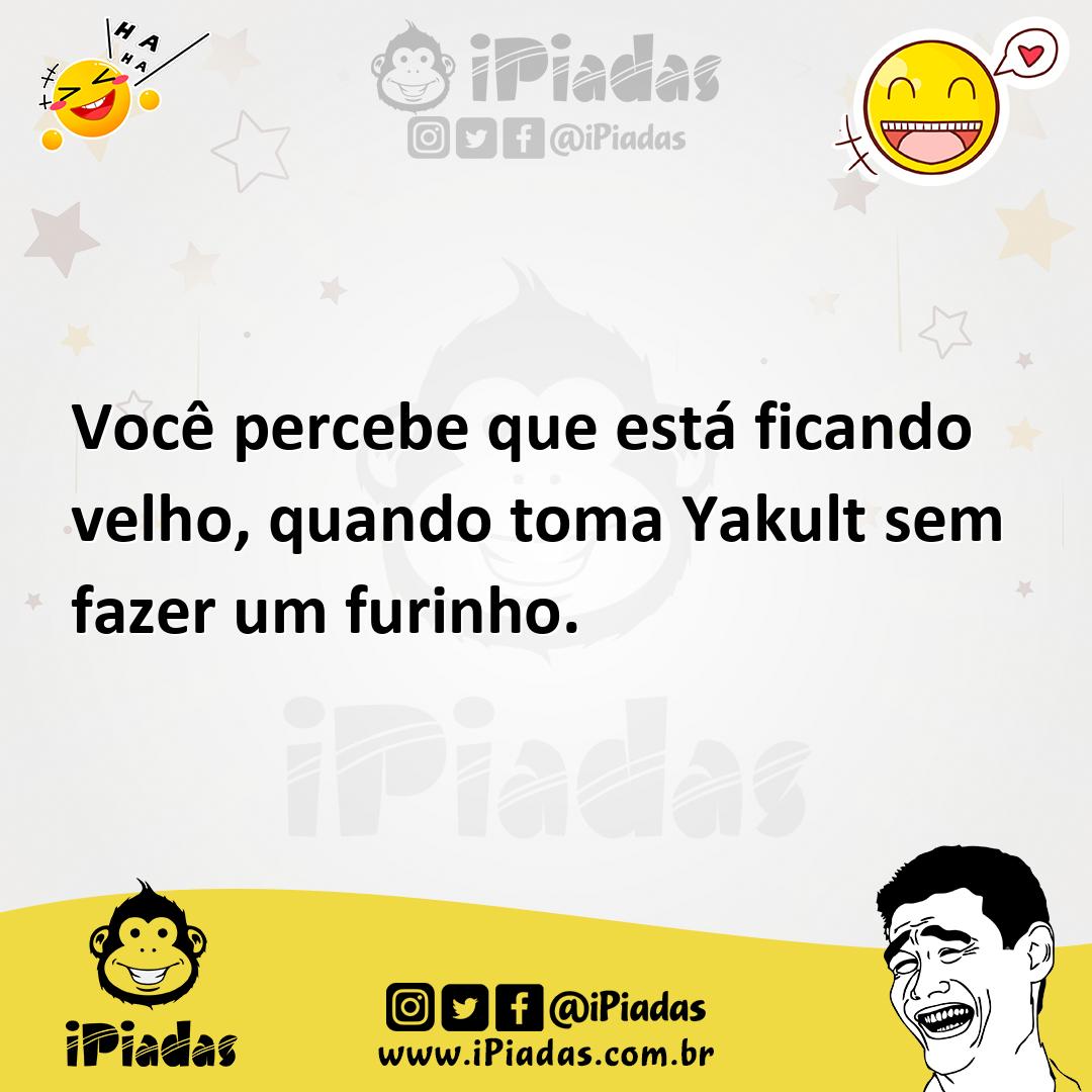 Ilustração de Você percebe que está ficando velho, quando toma Yakult sem fazer um f... no iPiadas