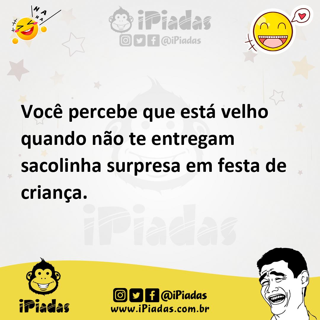 Ilustração de Você percebe que está velho quando não te entregam sacolinha surpresa... no iPiadas