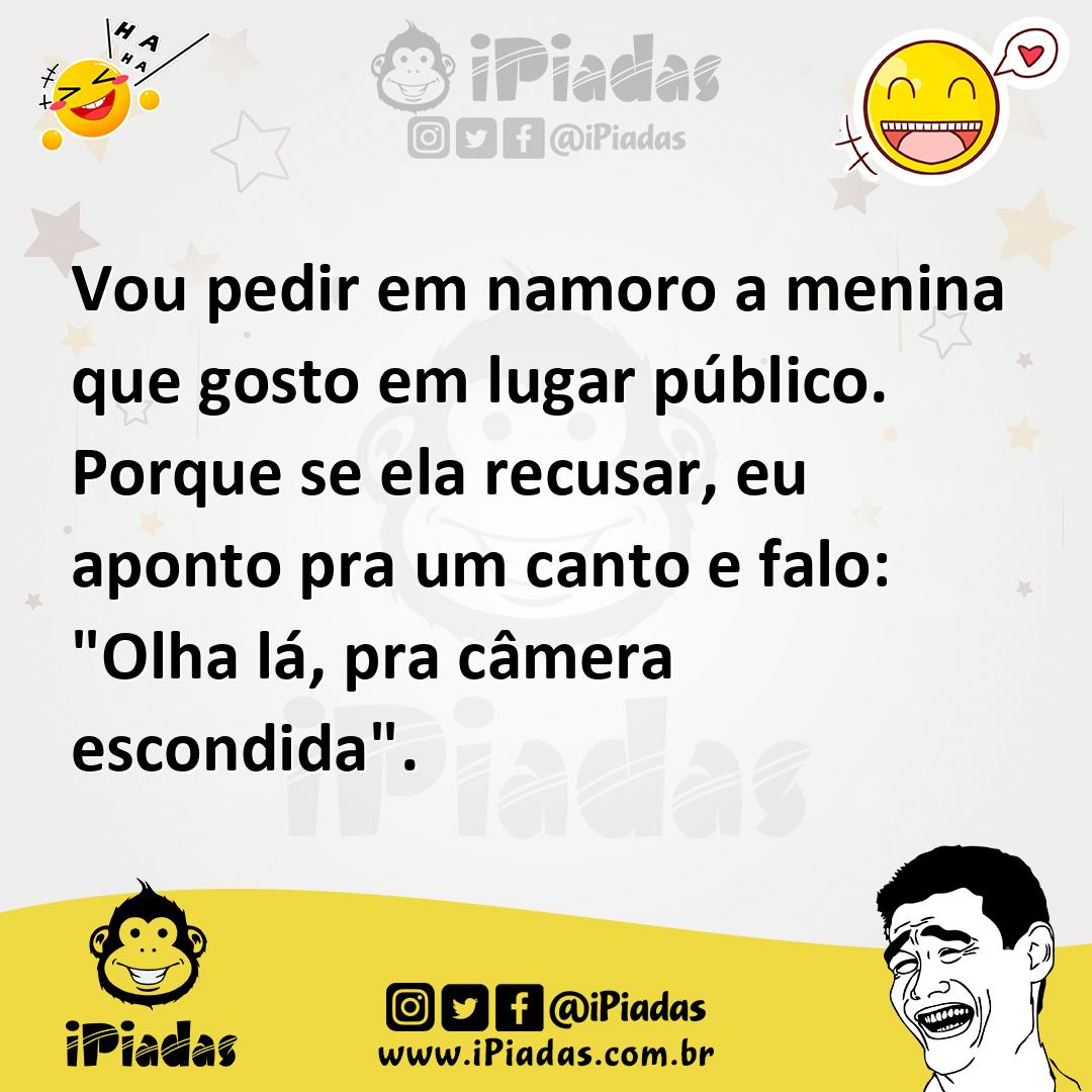 Ilustração de Vou pedir em namoro a menina que gosto em lugar público. Porque se ela... no iPiadas