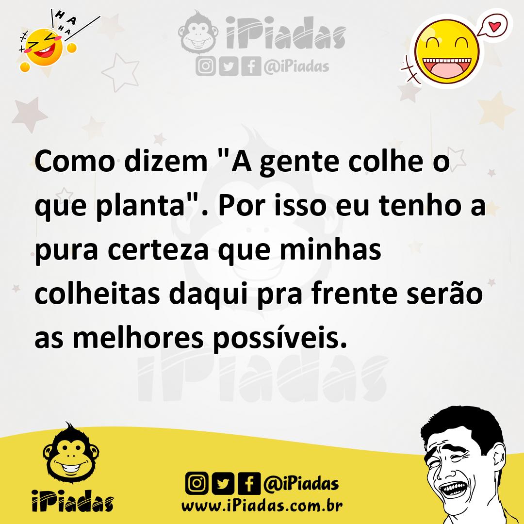 Ilustração de Como dizem "A gente colhe o que planta". Por isso eu tenho a pura cert... no iPiadas