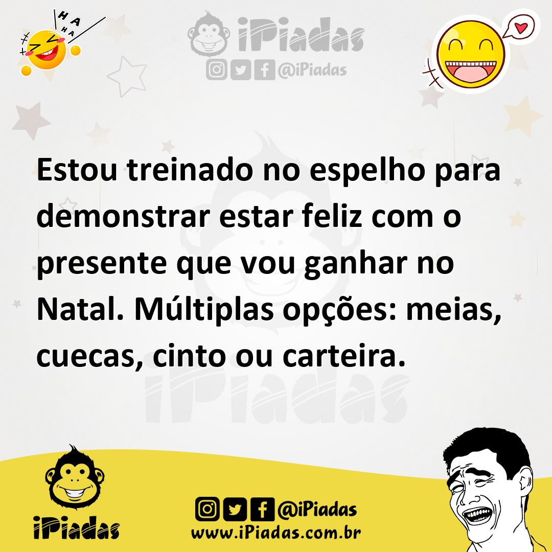 Ilustração de Estou treinado no espelho para demonstrar estar feliz com o presente q... no iPiadas