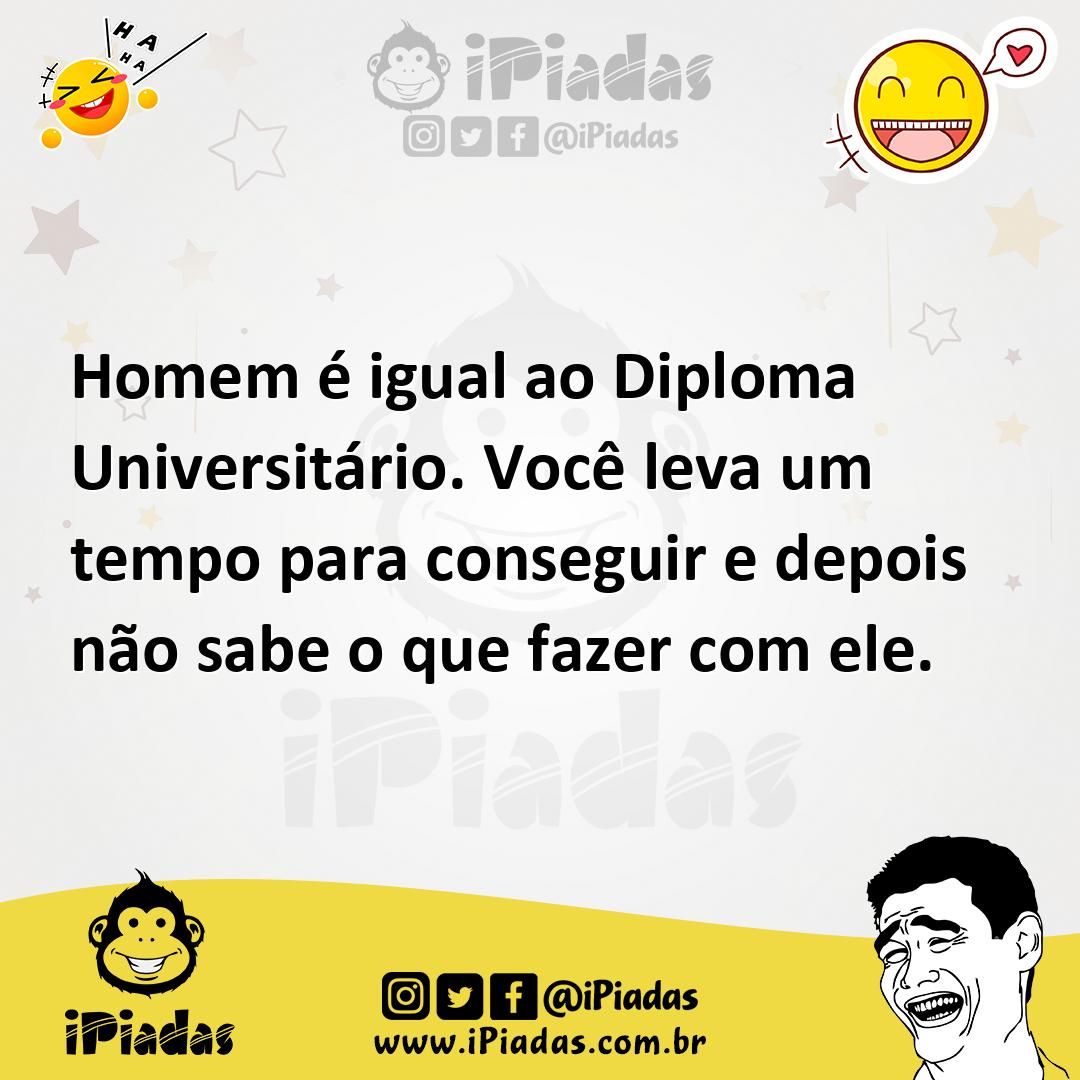 Ilustração de Homem é igual ao Diploma Universitário. Você leva um tempo para conseg... no iPiadas
