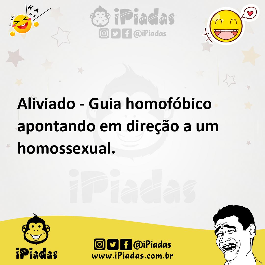 Ilustração de Aliviado - Guia homofóbico apontando em direção a um homossexual. no iPiadas