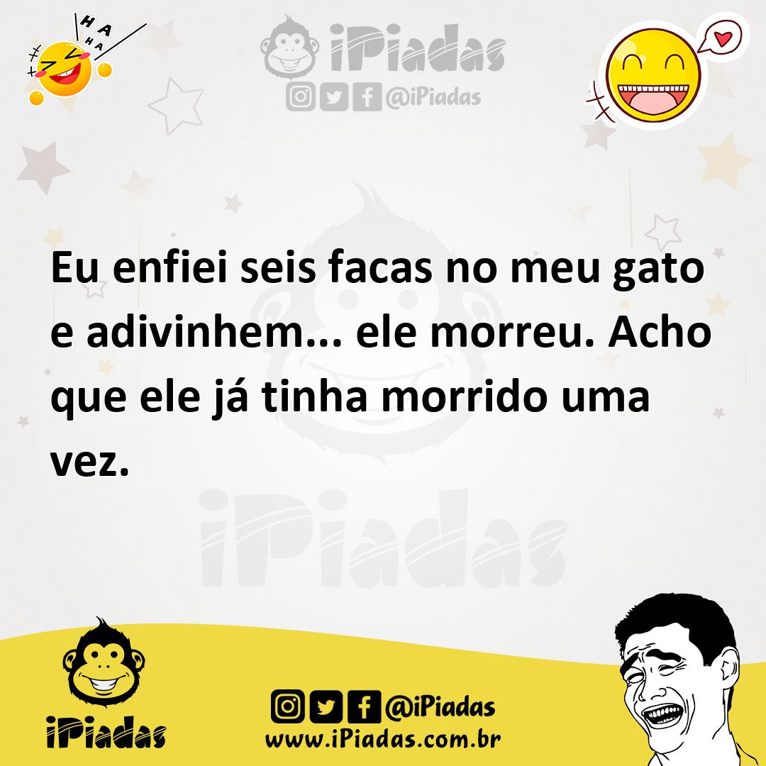 Ilustração de Eu enfiei seis facas no meu gato e adivinhem... ele morreu. Acho que e... no iPiadas
