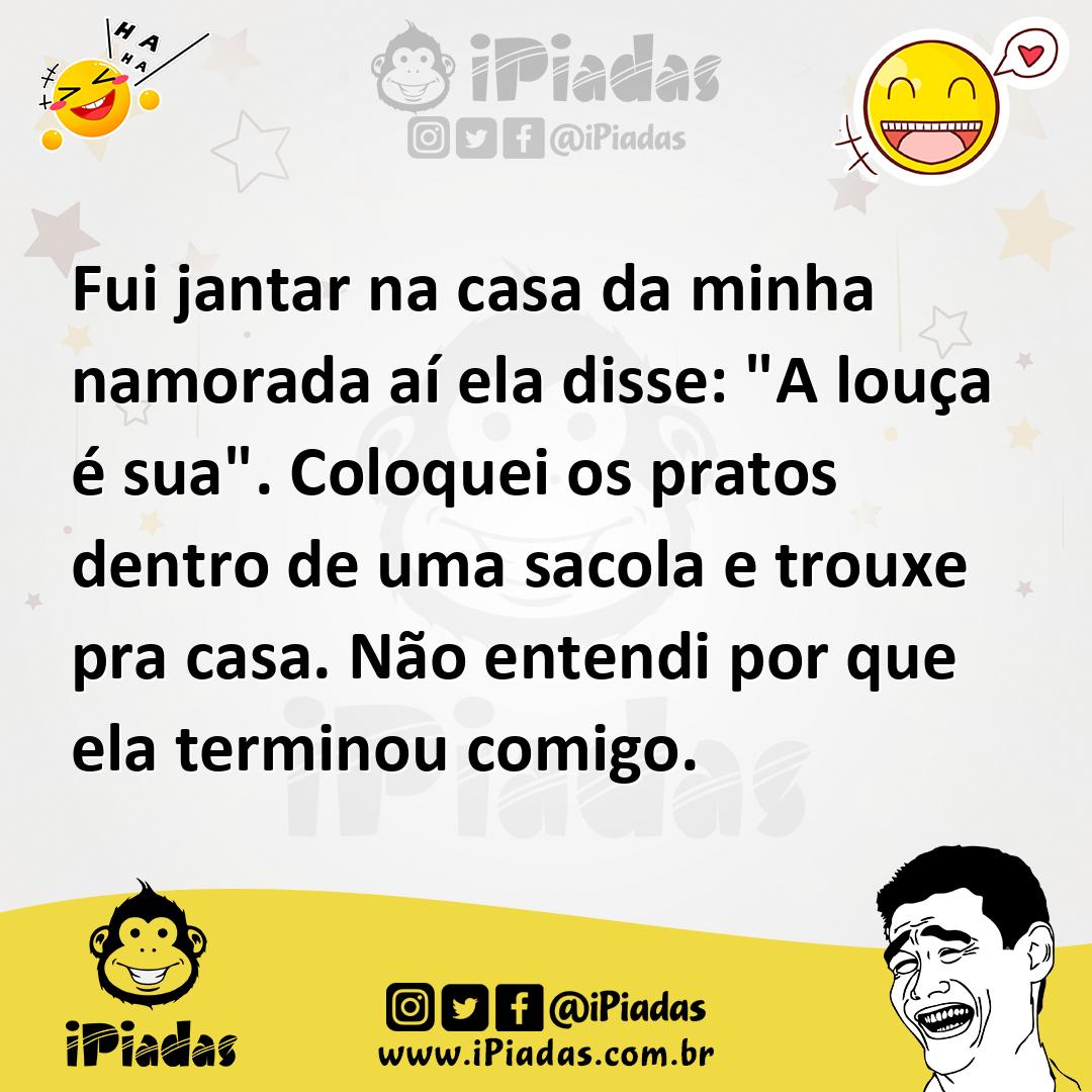 Ilustração de Fui jantar na casa da minha namorada aí ela disse: "A louça é sua". Co... no iPiadas