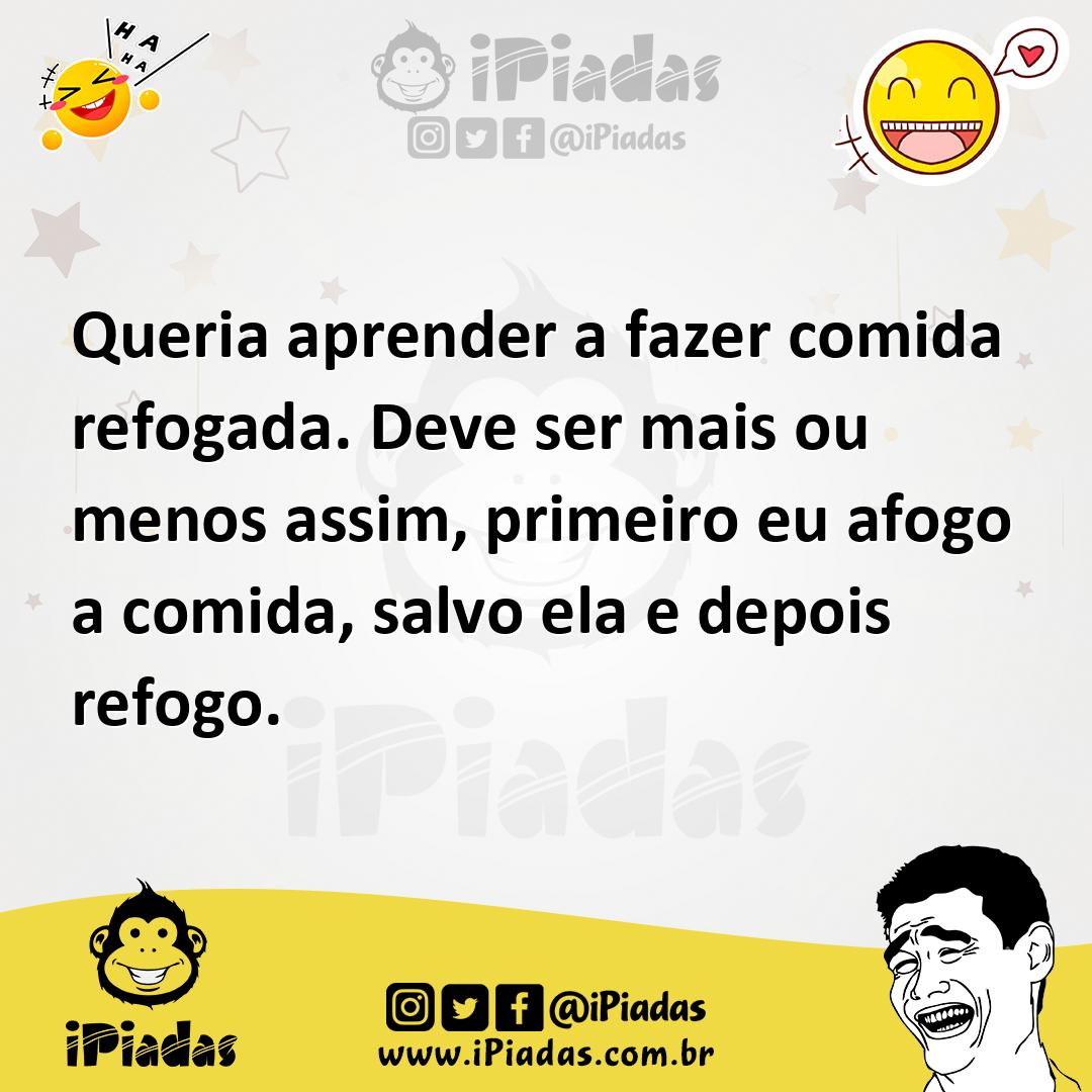 Ilustração de Queria aprender a fazer comida refogada. Deve ser mais ou menos assim,... no iPiadas