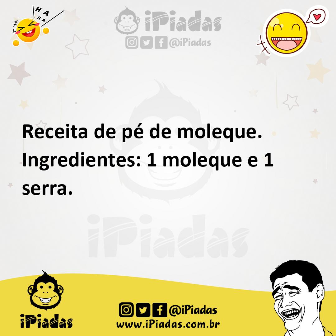 Ilustração de Receita de pé de moleque. Ingredientes: 1 moleque e 1 serra. no iPiadas