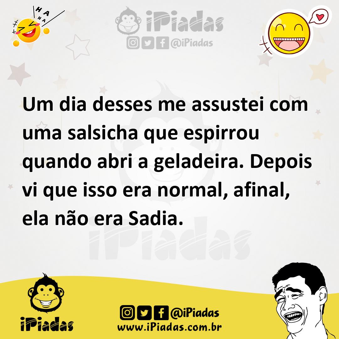 Ilustração de Um dia desses me assustei com uma salsicha que espirrou quando abri a... no iPiadas
