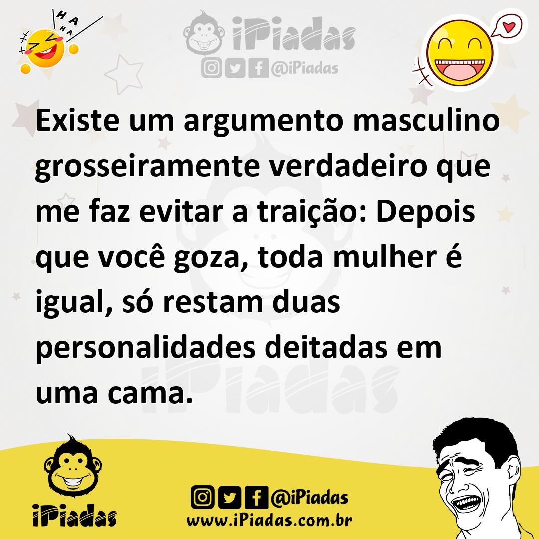 Ilustração de Existe um argumento masculino grosseiramente verdadeiro que me faz evi... no iPiadas