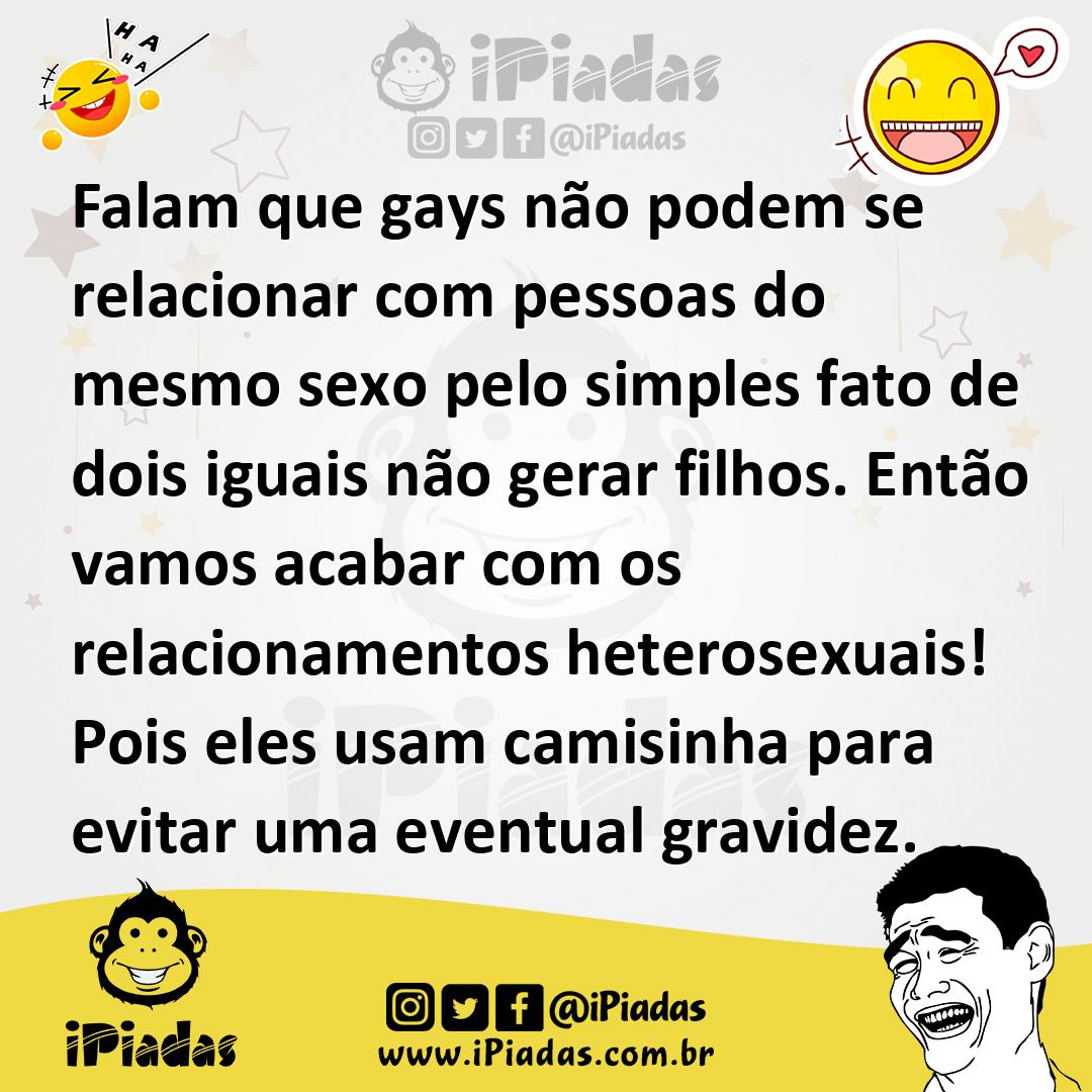 Ilustração de Falam que gays não podem se relacionar com pessoas do mesmo sexo pelo... no iPiadas