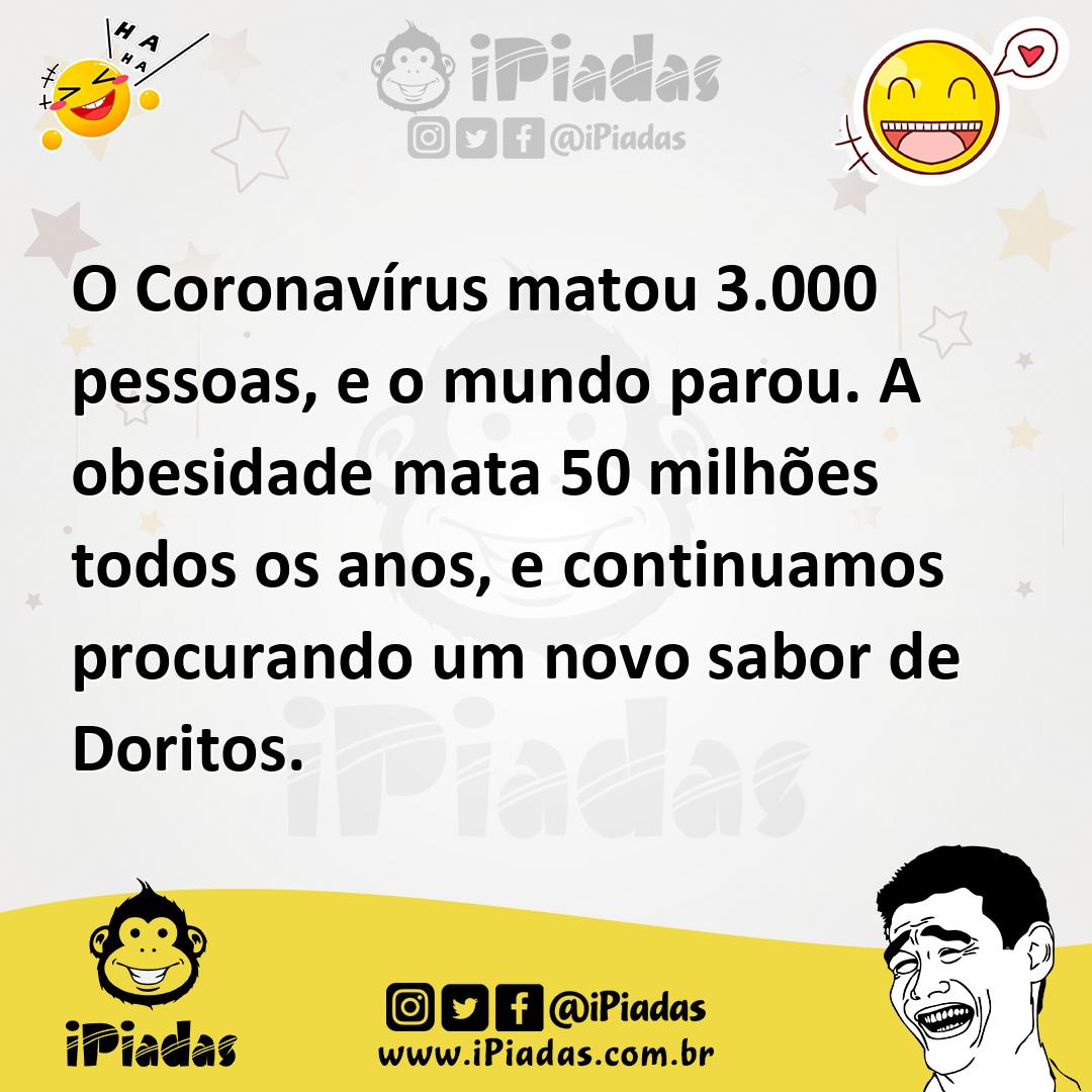 Ilustração de O Coronavírus matou 3.000 pessoas, e o mundo parou. A obesidade mata 5... no iPiadas