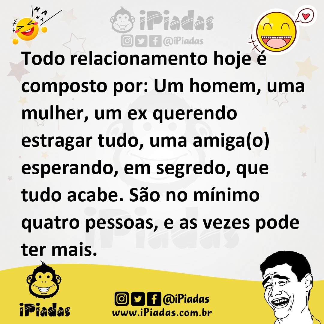 Ilustração de Todo relacionamento hoje é composto por: Um homem, uma mulher, um ex q... no iPiadas