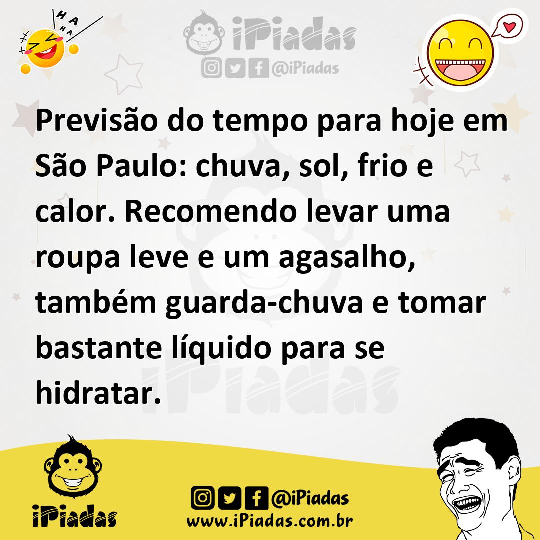 Ilustração de Previsão do tempo para hoje em São Paulo: chuva, sol, frio e calor. Re... no iPiadas