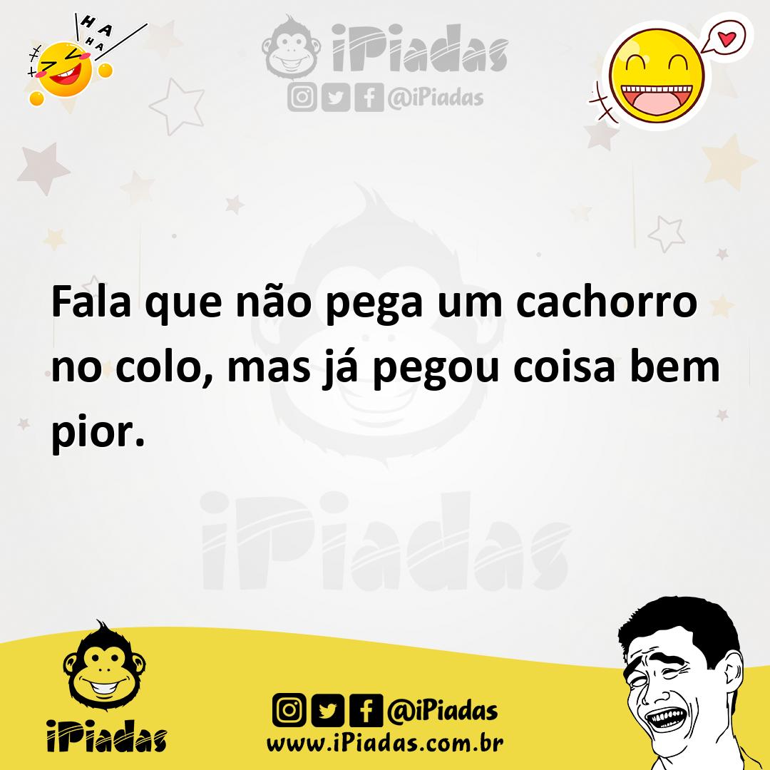 Ilustração de Fala que não pega um cachorro no colo, mas já pegou coisa bem pior. no iPiadas