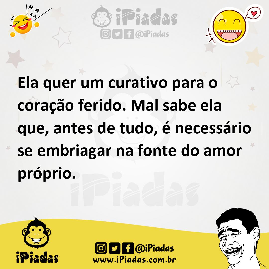Ilustração de Ela quer um curativo para o coração ferido. Mal sabe ela que, antes de... no iPiadas
