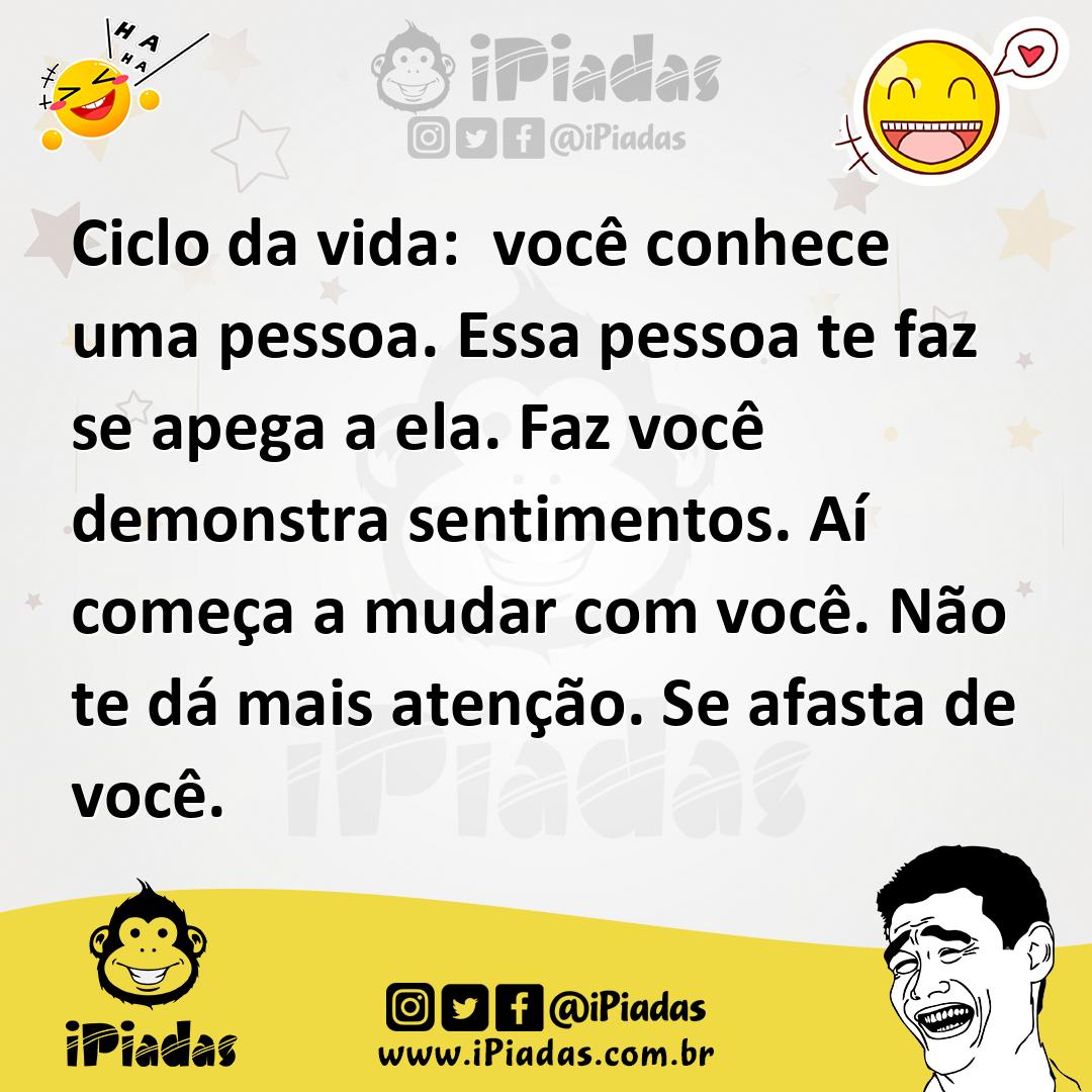 Ilustração de Ciclo da vida: você conhece uma pessoa. Essa pessoa te faz se apega a... no iPiadas