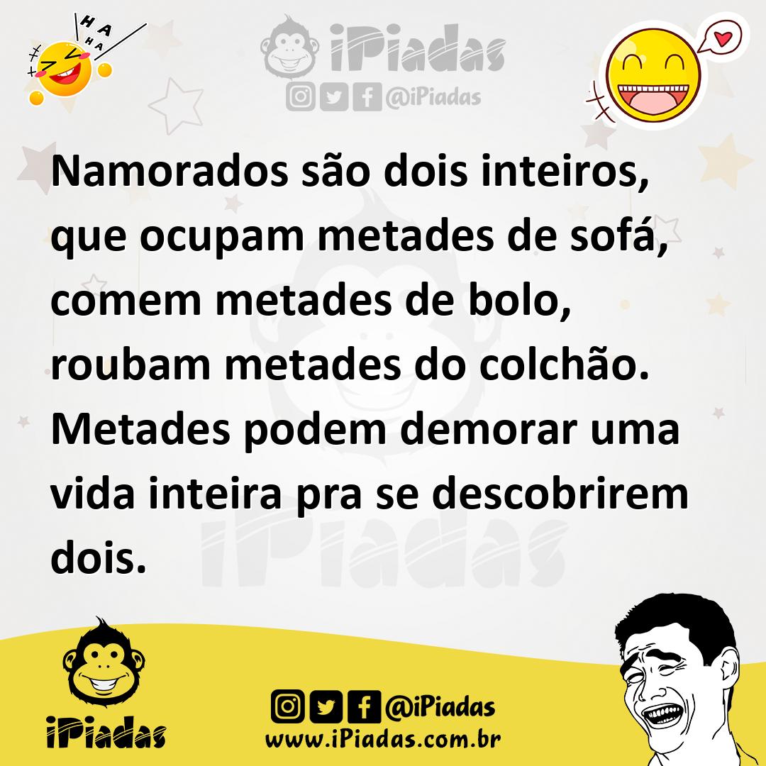 Ilustração de Namorados são dois inteiros, que ocupam metades de sofá, comem metades... no iPiadas