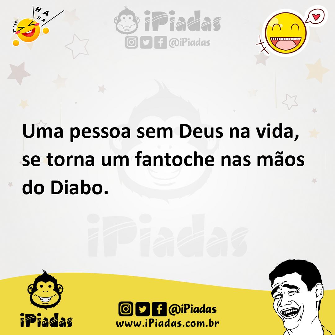 Ilustração de Uma pessoa sem Deus na vida, se torna um fantoche nas mãos do Diabo. no iPiadas