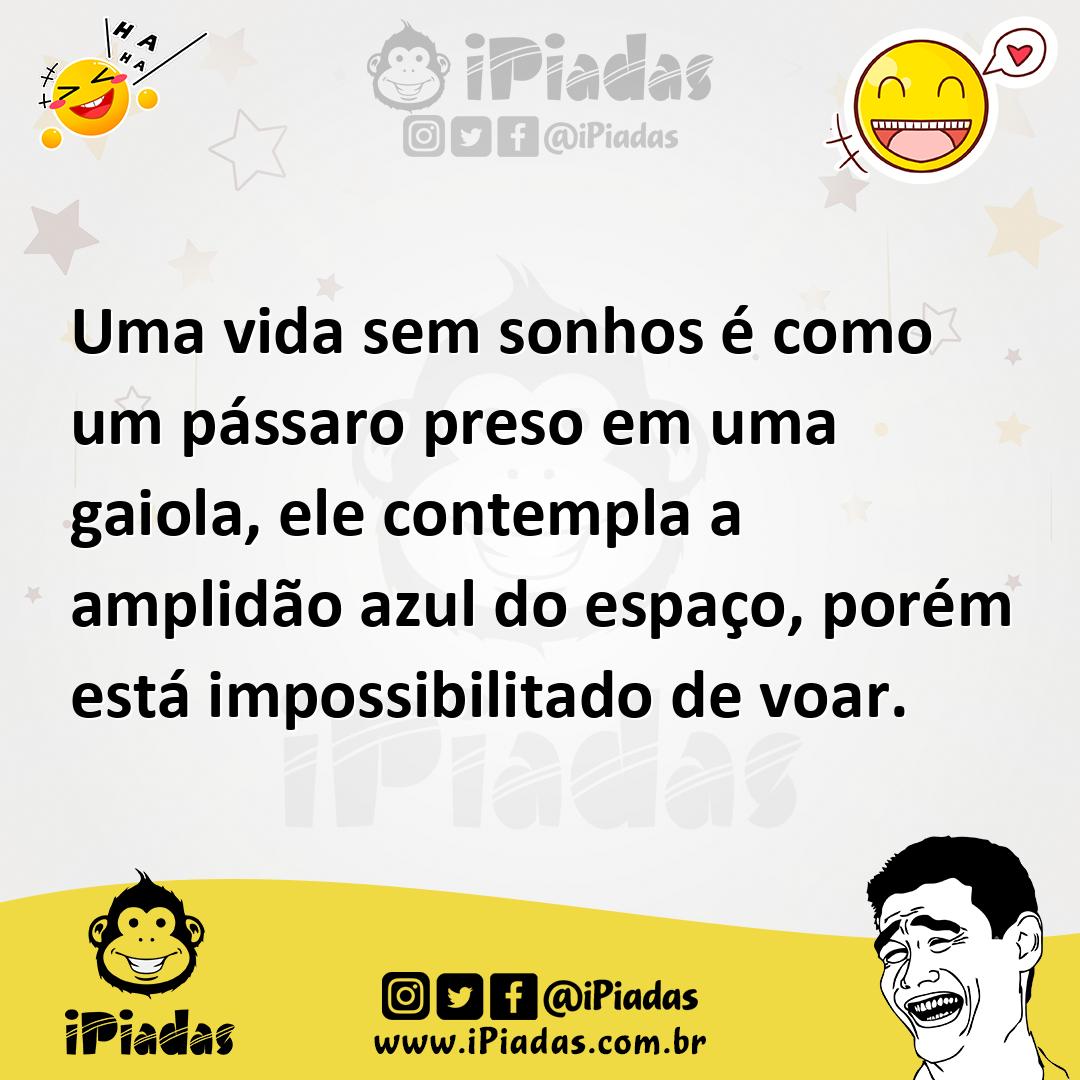 Ilustração de Uma vida sem sonhos é como um pássaro preso em uma gaiola, ele contemp... no iPiadas