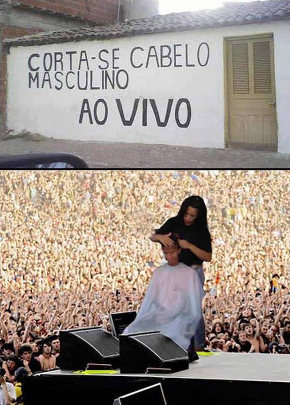 Imagem engraçada Corta-se Cabelo Ao Vivo no iPiadas