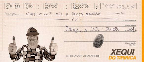 Imagem engraçada Cheque do Tiririca no iPiadas