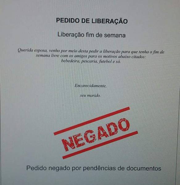 Imagem engraçada Pedido de Liberação no iPiadas