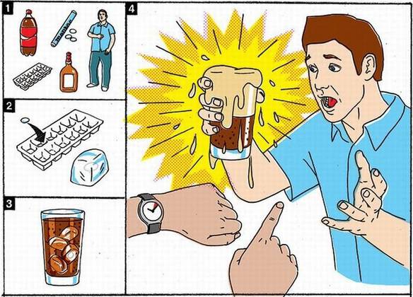 Imagem engraçada Bomba Relógio de Coca e Mentos no iPiadas