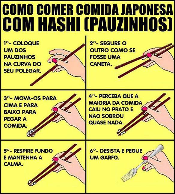 Imagem engraçada Como Comer com Hashi no iPiadas