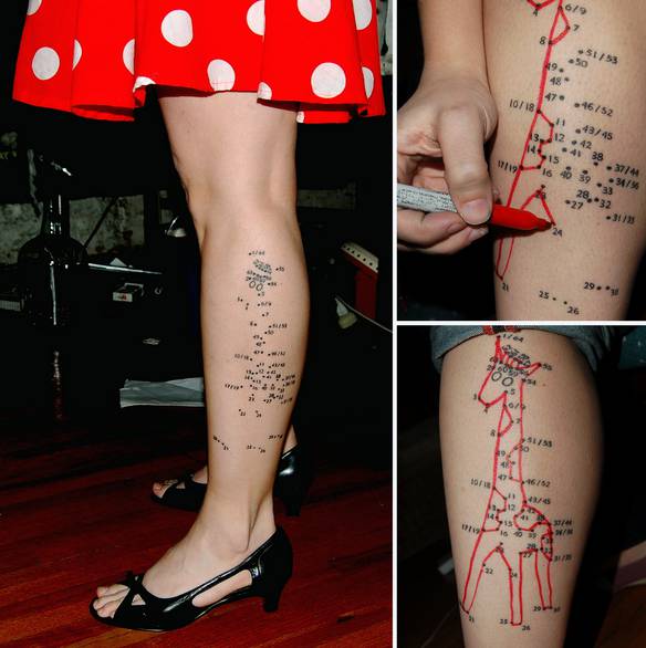 Imagem engraçada Tatuagem Ligue os Pontos no iPiadas