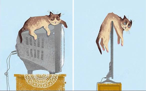 Imagem engraçada Gatos Antes e Agora no iPiadas