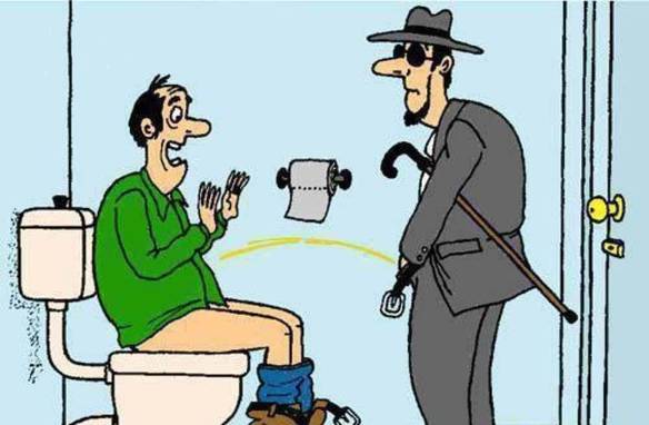 Imagem engraçada Quando o Cego Encontra o Mudo no Banheiro no iPiadas